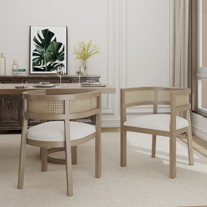 Halea Farmhouse Rubberwood Dining Chairs with Cane Back (Set of 2) by Christopher Knight Home