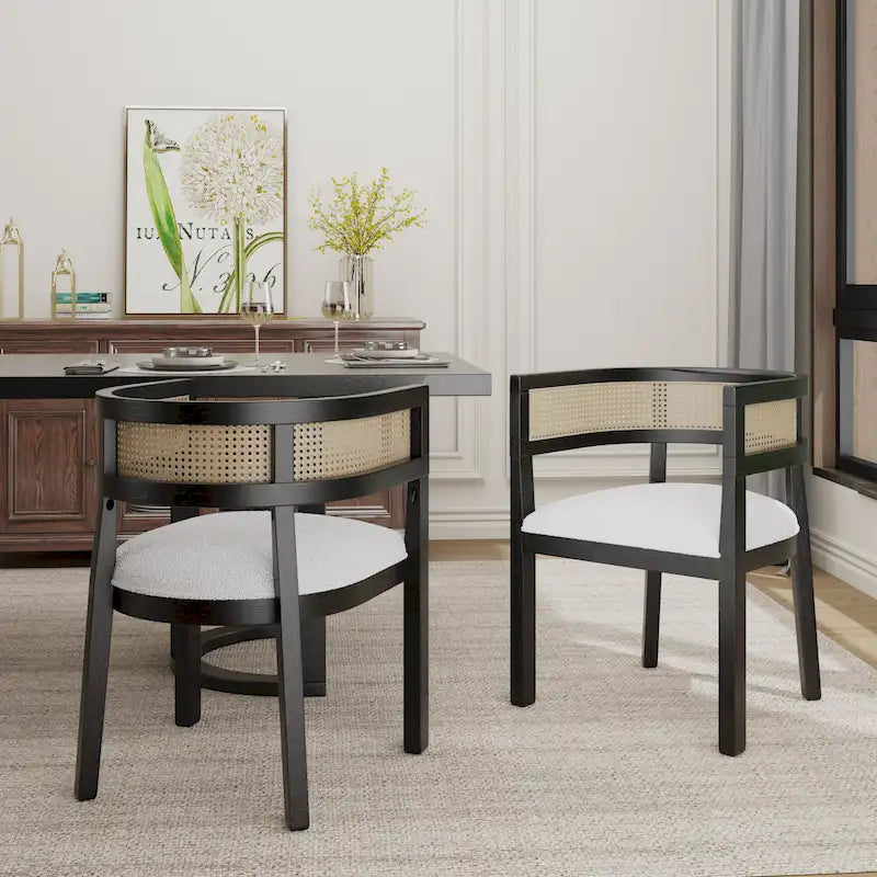 Halea Farmhouse Rubberwood Dining Chairs with Cane Back (Set of 2) by Christopher Knight Home