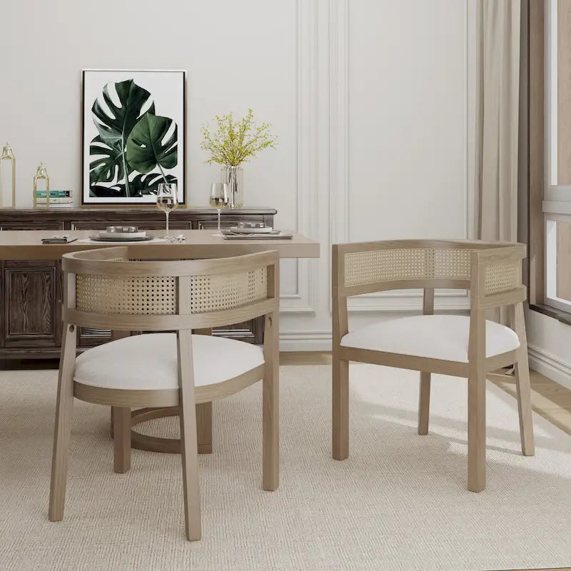 Halea Farmhouse Rubberwood Dining Chairs with Cane Back (Set of 2) by Christopher Knight Home