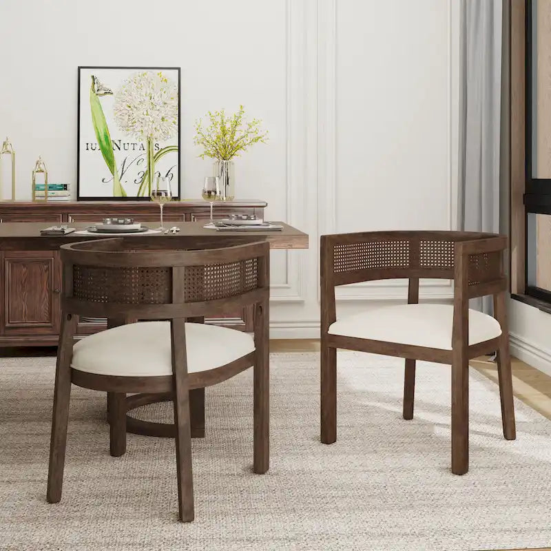 Halea Farmhouse Rubberwood Dining Chairs with Cane Back (Set of 2) by Christopher Knight Home