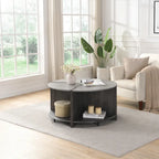 GDFStudio - Mason 4-Piece Industrial Round Coffee Table with 2-Tier Storage