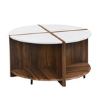 GDFStudio - Mason 4-Piece Industrial Round Coffee Table with 2-Tier Storage