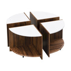 GDFStudio - Mason 4-Piece Industrial Round Coffee Table with 2-Tier Storage