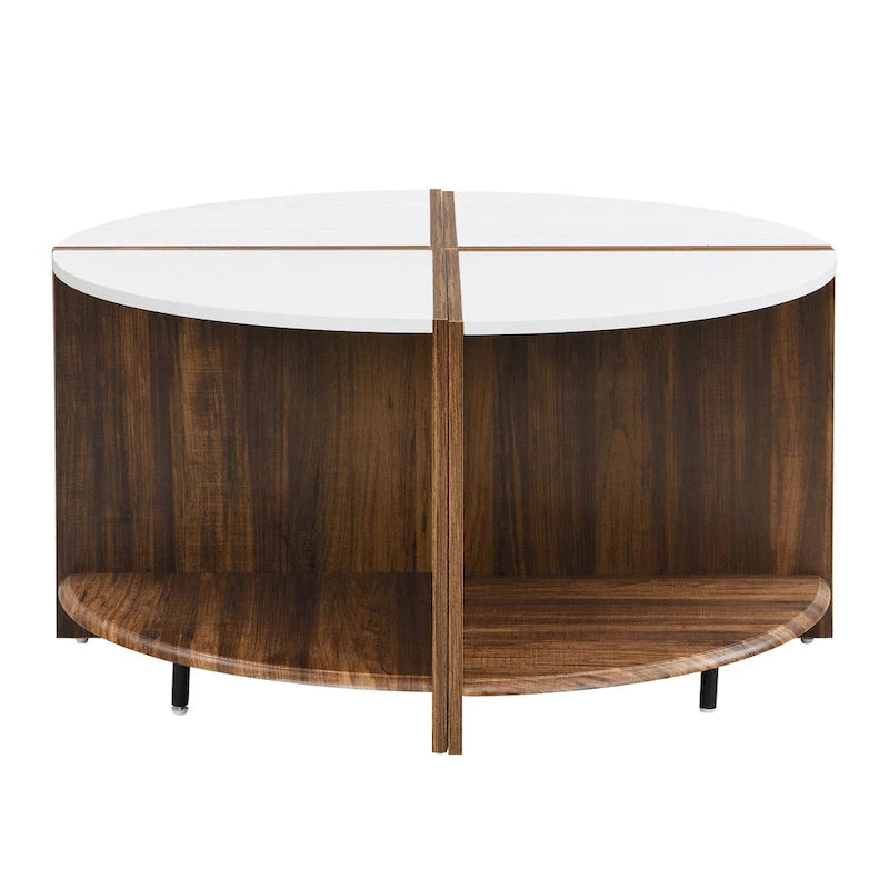 GDFStudio - Mason 4-Piece Industrial Round Coffee Table with 2-Tier Storage