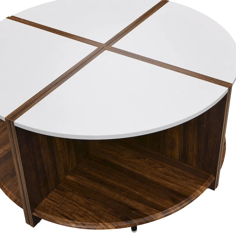 GDFStudio - Mason 4-Piece Industrial Round Coffee Table with 2-Tier Storage