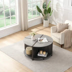 GDFStudio - Mason 4-Piece Industrial Round Coffee Table with 2-Tier Storage