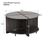 GDFStudio - Mason 4-Piece Industrial Round Coffee Table with 2-Tier Storage