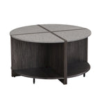 GDFStudio - Mason 4-Piece Industrial Round Coffee Table with 2-Tier Storage