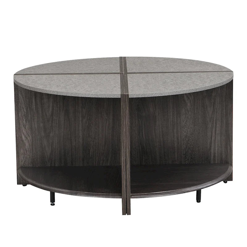 GDFStudio - Mason 4-Piece Industrial Round Coffee Table with 2-Tier Storage