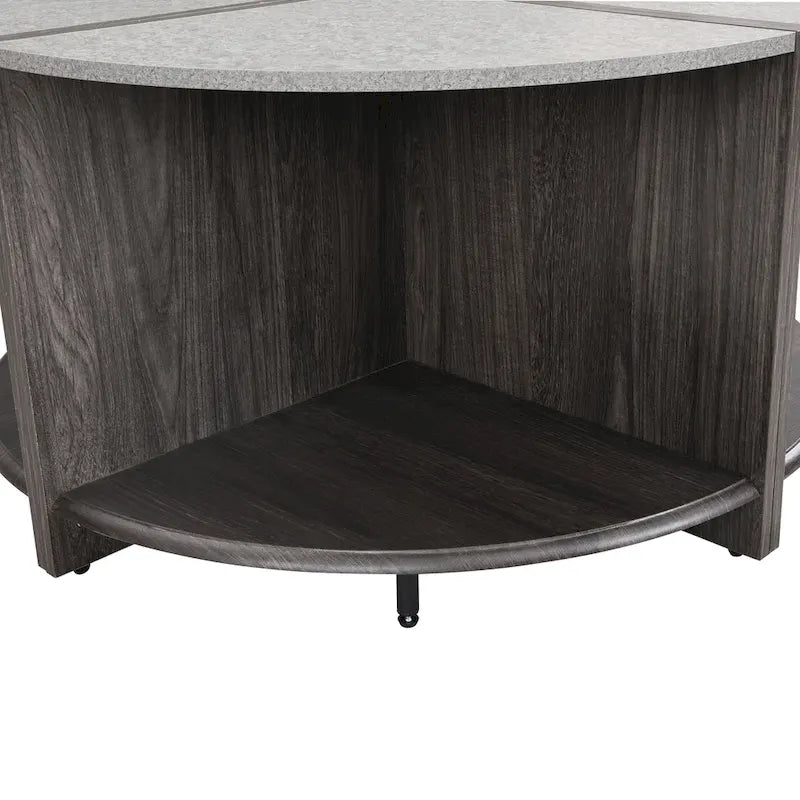 GDFStudio - Mason 4-Piece Industrial Round Coffee Table with 2-Tier Storage