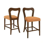 Counter Stools Set of 2 - Light Ash/Dark Brown/Walnut with Fabric Seat