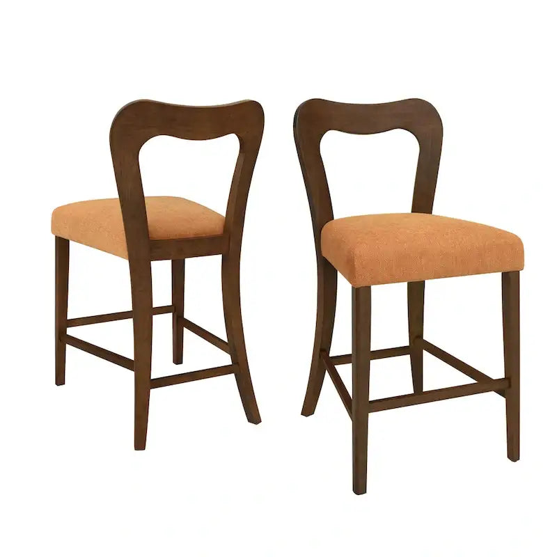 Counter Stools Set of 2 - Light Ash/Dark Brown/Walnut with Fabric Seat