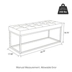 Glitzhome 45W Modern Black Tufted Upholstered Bench with Metal Frame Legs - 45W x 19H x 17.5D