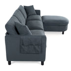 Tala Sectional Sofa Couch with Ottoman and Removable Cushion by GDFStudio