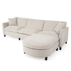 Tala Sectional Sofa Couch with Ottoman and Removable Cushion by GDFStudio