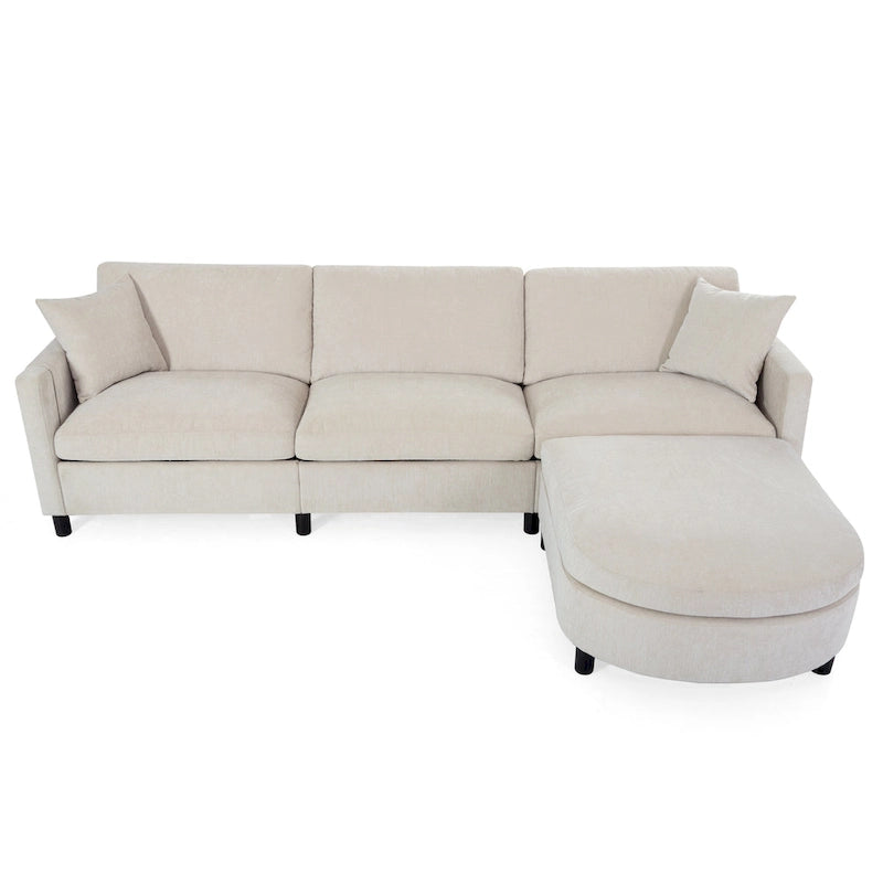Tala Sectional Sofa Couch with Ottoman and Removable Cushion by GDFStudio