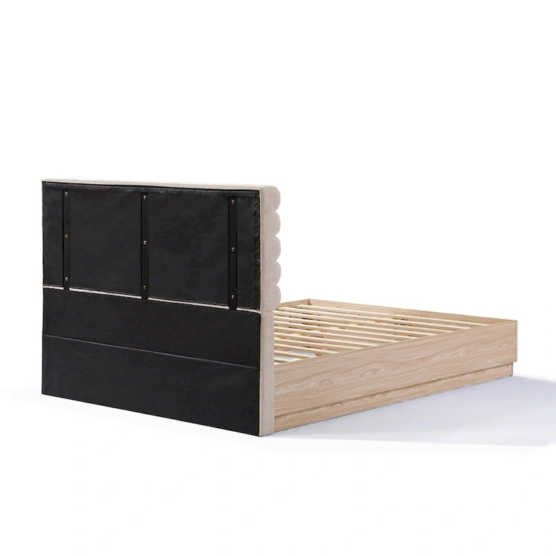 Christopher Knight Home Queen Platform Bed Frame with Upholstered Headboard