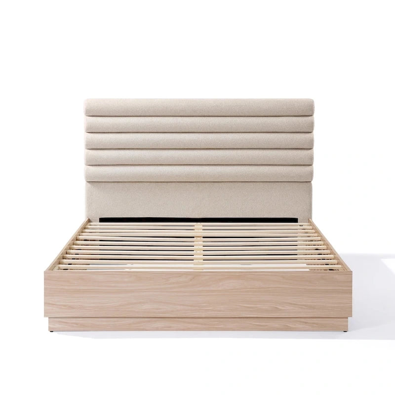 Christopher Knight Home Queen Platform Bed Frame with Upholstered Headboard