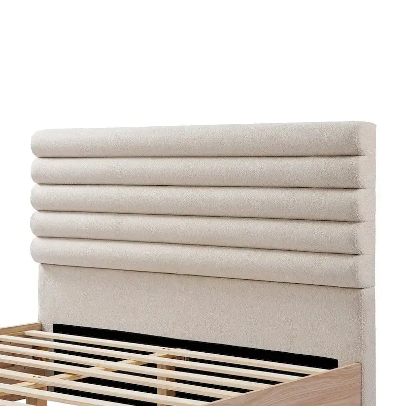 Christopher Knight Home Queen Platform Bed Frame with Upholstered Headboard