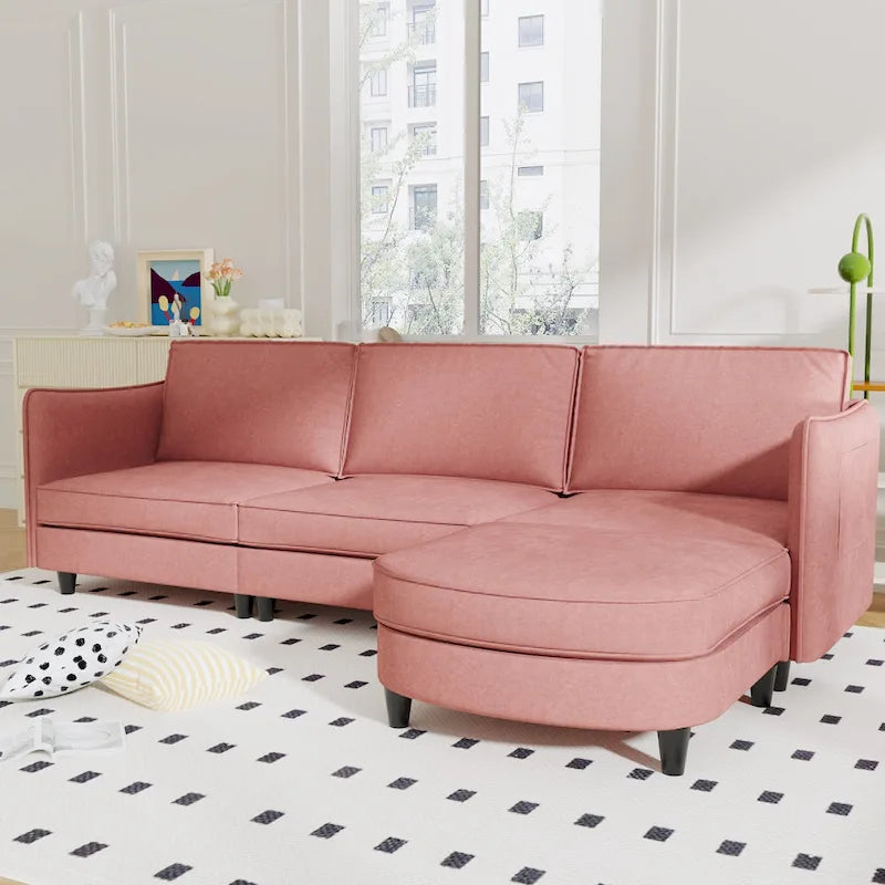 Christopher Knight Home - Benjamin Spacious 3-Seater L-Shaped Sofa with Movable Ottoman and Storage Pockets