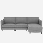 Christopher Knight Home - Benjamin Spacious 3-Seater L-Shaped Sofa with Movable Ottoman and Storage Pockets