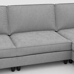 Christopher Knight Home - Benjamin Spacious 3-Seater L-Shaped Sofa with Movable Ottoman and Storage Pockets