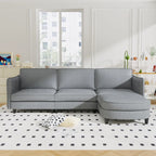 Christopher Knight Home - Benjamin Spacious 3-Seater L-Shaped Sofa with Movable Ottoman and Storage Pockets