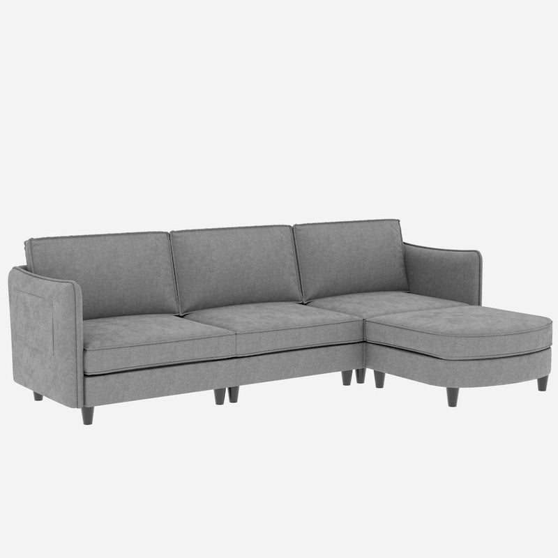 Christopher Knight Home - Benjamin Spacious 3-Seater L-Shaped Sofa with Movable Ottoman and Storage Pockets