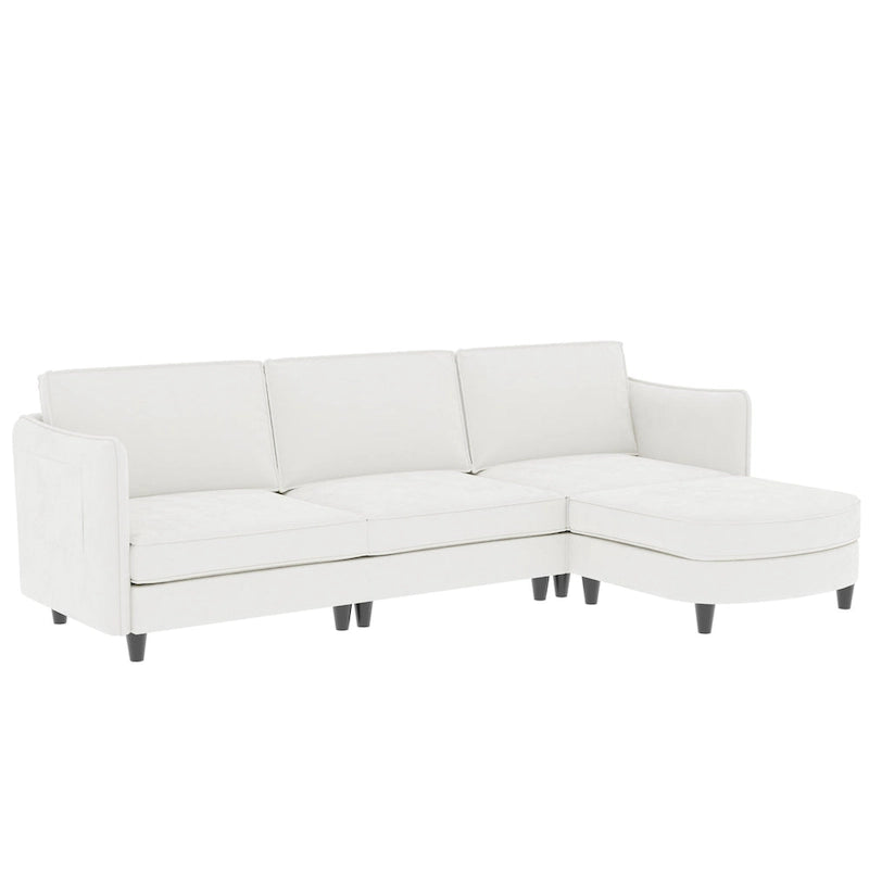 Christopher Knight Home - Benjamin Spacious 3-Seater L-Shaped Sofa with Movable Ottoman and Storage Pockets