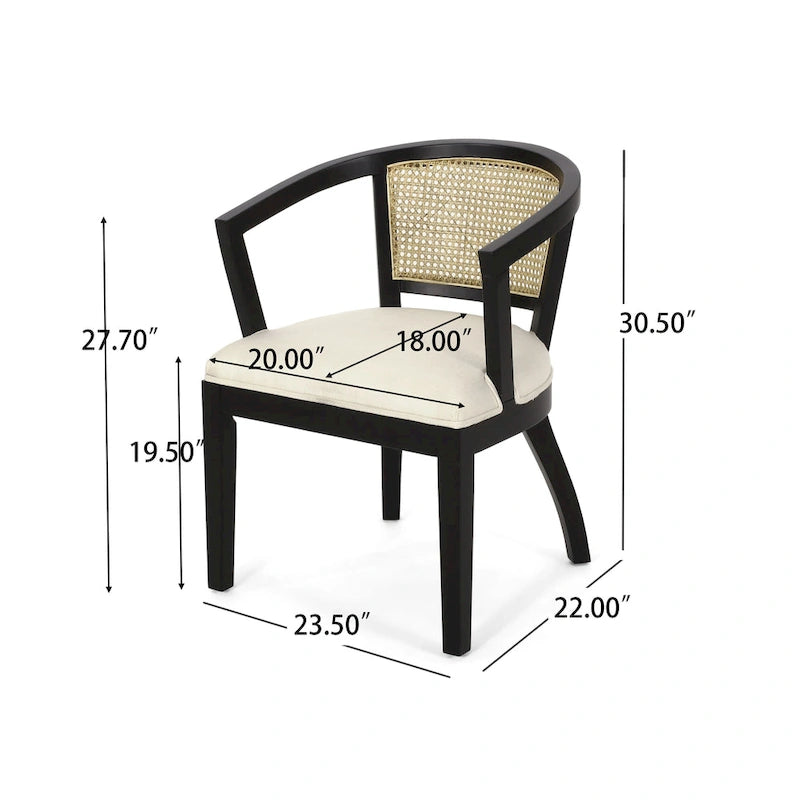 Currant Cane Upholstered Rubberwood Dining Chairs by Christopher Knight Home- Set of 2