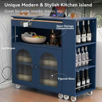 Randy Rolling Kitchen Island With Extended Table