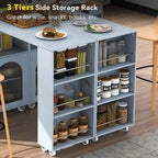 Randy Rolling Kitchen Island With Extended Table