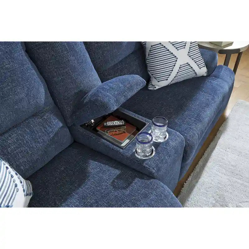 Signature Design by Ashley Acklen Place Blue 6-Piece Power Reclining Sectional with Chaise - 137W x 124D x 42H