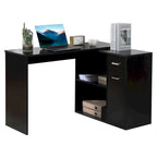Modern L Shaped Computer Office Desk with Rotating Support and Built In Storage Cell for Home Offices or Small Spaces