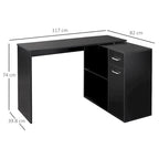 Modern L Shaped Computer Office Desk with Rotating Support and Built In Storage Cell for Home Offices or Small Spaces