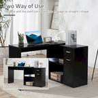 Modern L Shaped Computer Office Desk with Rotating Support and Built In Storage Cell for Home Offices or Small Spaces