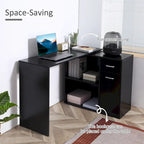 Modern L Shaped Computer Office Desk with Rotating Support and Built In Storage Cell for Home Offices or Small Spaces
