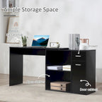 Modern L Shaped Computer Office Desk with Rotating Support and Built In Storage Cell for Home Offices or Small Spaces