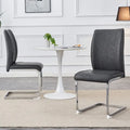 Modern Set of 2 Dining Chairs with PU Backrest High-Density Foam Seat Arched Metal Legs, for Dining Room Living Room Bedroom