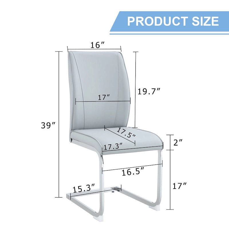 Modern Set of 2 Dining Chairs with PU Backrest High-Density Foam Seat Arched Metal Legs, for Dining Room Living Room Bedroom