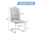 Modern Set of 2 Dining Chairs with PU Backrest High-Density Foam Seat Arched Metal Legs, for Dining Room Living Room Bedroom