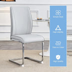 Modern Set of 2 Dining Chairs with PU Backrest High-Density Foam Seat Arched Metal Legs, for Dining Room Living Room Bedroom