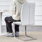 Modern Set of 2 Dining Chairs with PU Backrest High-Density Foam Seat Arched Metal Legs, for Dining Room Living Room Bedroom