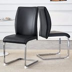 Modern Set of 2 Dining Chairs with PU Backrest High-Density Foam Seat Arched Metal Legs, for Dining Room Living Room Bedroom