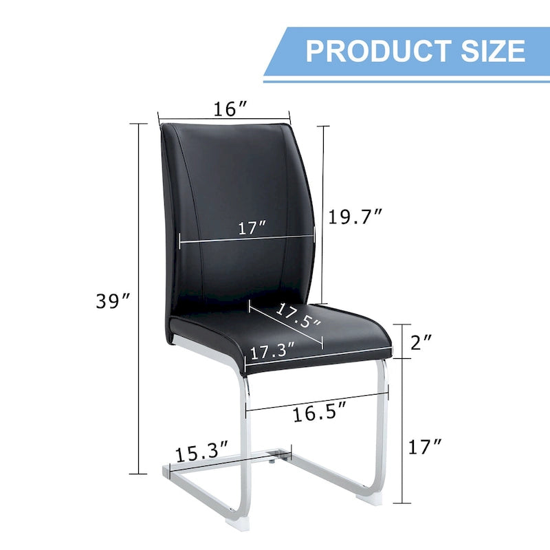Modern Set of 2 Dining Chairs with PU Backrest High-Density Foam Seat Arched Metal Legs, for Dining Room Living Room Bedroom