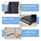 Modern Set of 2 Dining Chairs with PU Backrest High-Density Foam Seat Arched Metal Legs, for Dining Room Living Room Bedroom