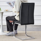 Modern Set of 2 Dining Chairs with PU Backrest High-Density Foam Seat Arched Metal Legs, for Dining Room Living Room Bedroom