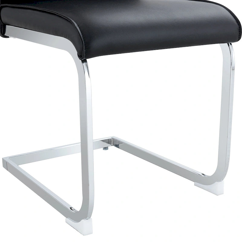 Modern Set of 2 Dining Chairs with PU Backrest High-Density Foam Seat Arched Metal Legs, for Dining Room Living Room Bedroom