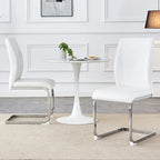 Modern Set of 2 Dining Chairs with PU Backrest High-Density Foam Seat Arched Metal Legs, for Dining Room Living Room Bedroom