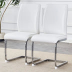 Modern Set of 2 Dining Chairs with PU Backrest High-Density Foam Seat Arched Metal Legs, for Dining Room Living Room Bedroom